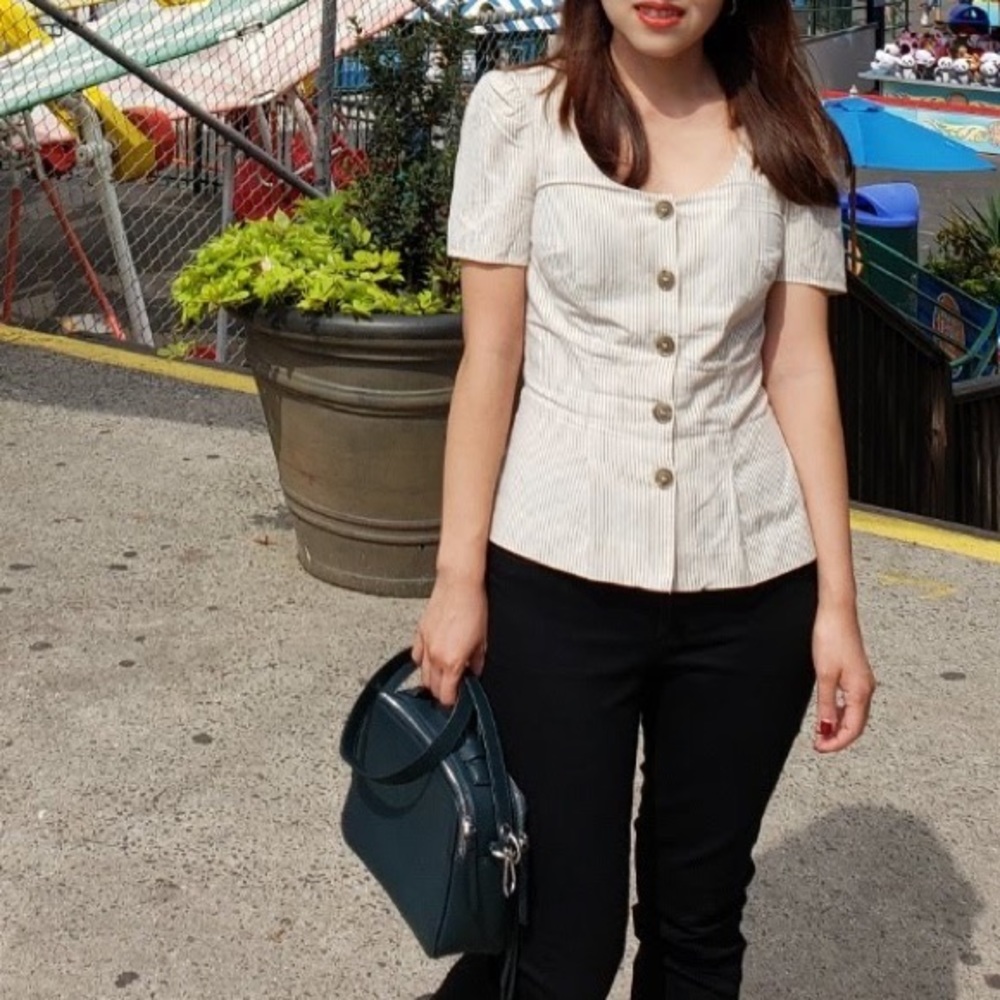 & other stories puff sleeve white top size 2